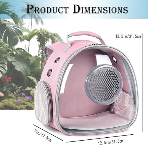 WEVONIGU Bearded Dragon Backpack Carrier with Clear Bubble Dome Window Large Space & Breathable Travel Cage with Soft Mat Airline Approved - color: Pink, size: 8.0"L x 7.0"W x 5.0"H