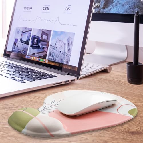 JIKIOU Ergonomic Mouse Pad with Gel Wrist Rest 2 Pack, Portable Small Rose | Upgraded-Prevent Gel Leakage, Ergonomic Design for Pain Relief, Cooling Gel filled, Smooth Lycra Surface, Non-Slip PU Base - color: 04Rose
