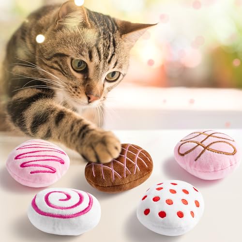MALLMALL6 Catnip Toys for Cat - 5Pcs Valentines Chocolate Truffles Catmint Interactive Teething Chew Kick Cat Toy for Indoor Kitten, Soft Candy Pet Supplies, Pet Valentines Gifts for Kitten Lover - style: Chocolate Truffles