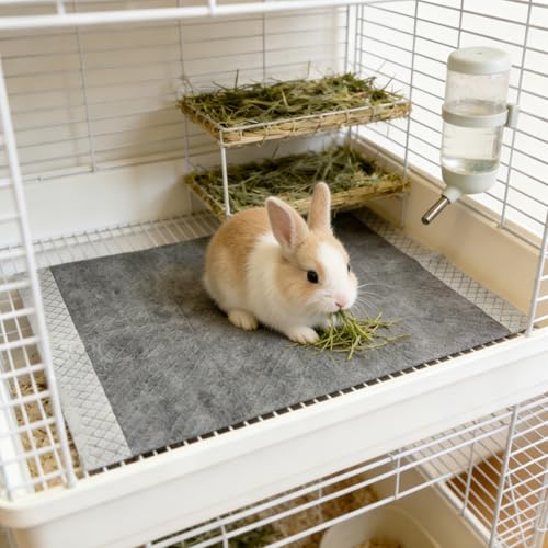 100 Pcs Rabbit Pee Pads,Puppy Potty Training Pad Small Animals Super Absorbent Disposable Cage Liners Bamboo Charcoal Quick-Dry Mats for Rabbits Hedgehogs Chinchillas Cats Dogs(13x18In)