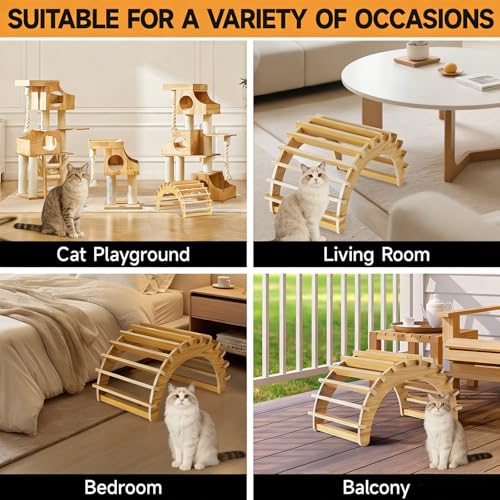 Natural Wooden Indoor Cat Cave - Stylish Solid Wood Cat House,Easy to Clean & Scratch-Resistant Surface Cottage,Ideal for Small/Medium Cats,Puppies and Bunnies (Natural,20.5" Lx13”Wx14”H)