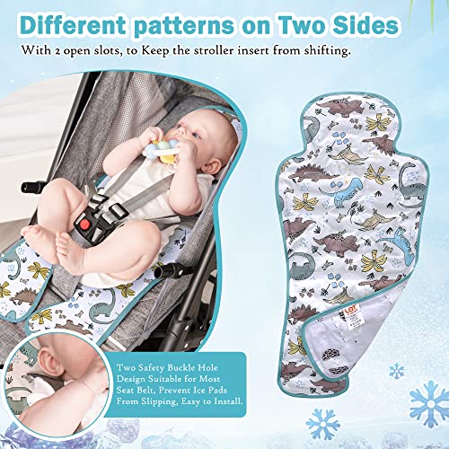 Gel Car Seat Cooler Pad,1 Pcak Double Sides-Universal Baby Stroller Ice Cushion,Summer Cooling Seat Liner,Multifunctional Suitable for Baby Dining Chair,Child Safety Seat(Dinosaur + Elephant) - color: Dinosaur + Elephant