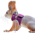 Squirrel Traction Rope with 1.8m Lead Leah, Adjustable Small Animal Walking Harness, Anti-Biting Chain Rope Vest Strap for Hamster Gerbil Rat Mouse Ferret Chinchilla and Small Animals - color: Purple