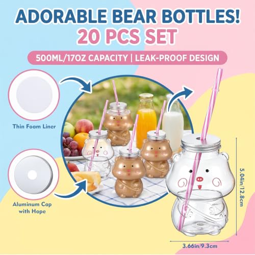 Sliner Pig Cup Christmas Bottles with Straws Including 20 Pcs Empty Plastic Pigs Drink Bottle & 20 Pcs Straws & Caps for Christmas Party Juice Milk Cup Drink Water Containers(20 Set, Pig) - style: Pig