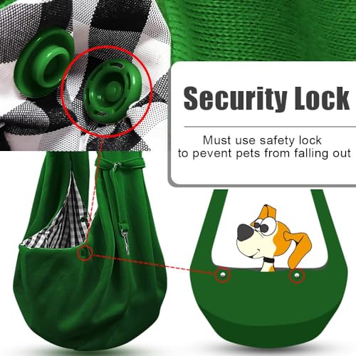 Tomkas Small Dog Cat Sling Carrier Puppy Purse Travel Wrap Soft Crossbody Pet Bag (Emerald Green, M - Classic Pocket & Classic Strap) - color: Emerald Green