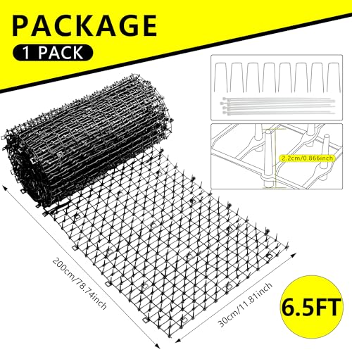 Cat Scat Mat with Spikes for Garden 6.5 Feet Cat Deterrent Mat | with Gentle Spikes for Dogs and Raccoons, with 8 Ground Stakes & 8 Zip Ties, 78.74" x 11" (White 2 Pcs) - color: 2Pcs-White