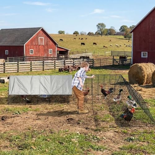 Garvee Metal Chicken Coop, Outdoor Portable Chicken Tractor with Waterproof Cover & Corner Frames, Chicken Tunnels for Yard, Hens, Ducks, Rabbits - size: 118.1"L x 78.7"W x 24.2"H