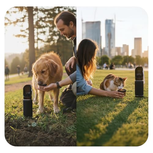 Mon Chateau 14oz Portable Dog Water Bottle with 4 oz Snack Storage, Double Walled Stainless Steel Body, Leak-Proof, Dishwasher Safe Pet Travel Bottle for Dogs, Cats & Outdoor Use, Mint Green | 4oz Snack Compartment, Double Walled Stainless Steel, Leak-Pro
