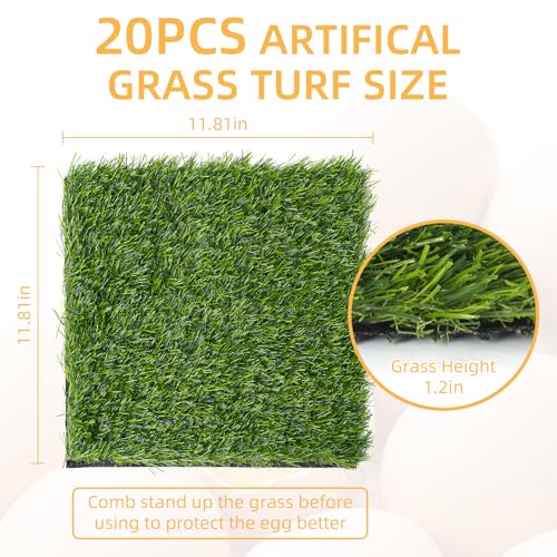 20Pcs Chickens Nesting Pads Set, Washable Artificial Grass Nesting Pads, Reusable Laying Eggs Bedding for Chickens Coop, 12 x 12 x 1.2 Inches(Green) - color: Green