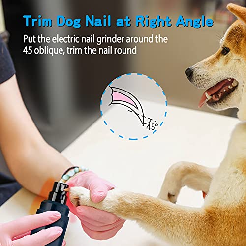 Casfuy Dog Nail Grinder Upgraded - Professional 2-Speed Whisper-Quiet Electric Pet Nail Trimmer Painless Paws Grooming & Smoothing for Small Medium Large Dogs & Cats (Dark Blue) - color: B-dark Blue