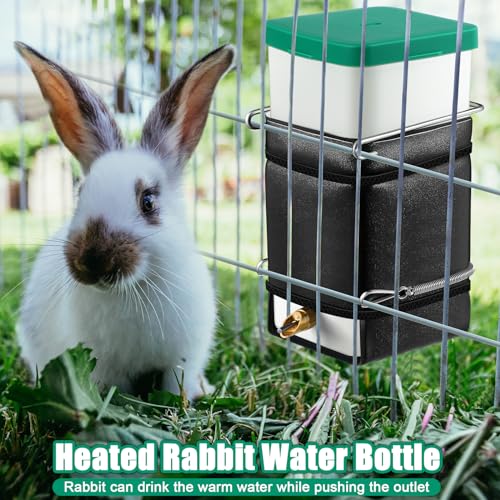 Saillong 1 Pack Rabbit Water Bottle, 32 oz No Drip Heated Water Bottle | For Rabbit, Hamster, Guinea Pig, Ferrets, Birds, Mouse, Cockatiel, Rats, Other Small Animal Pet, No Leak & Mess Mount Drinker
