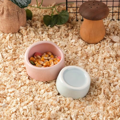 VanEnjoy 4 Pack Small Hamster Food Bowl Ceramic Guinea Pig Food Dish No Spill Hamster Food and Water Bowl Small Animal Food Bowl - Pink Blue Yellow and Green - size: 2.5"*1.78"
