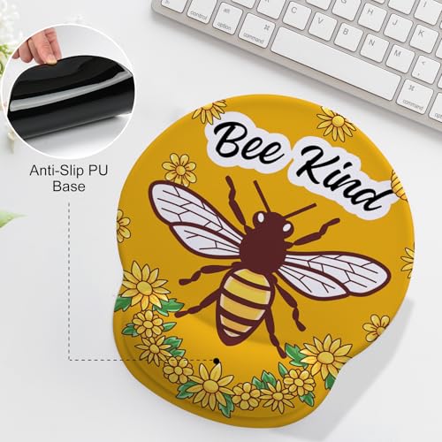 Cute Bee Mouse Pad with Gel Wrist Support, Smooth Surface Ergonomic Mouse pad, Non-Slip Pain Relief Desk Mat for Gaming, Work & Office Desktop - color: Cute Bee