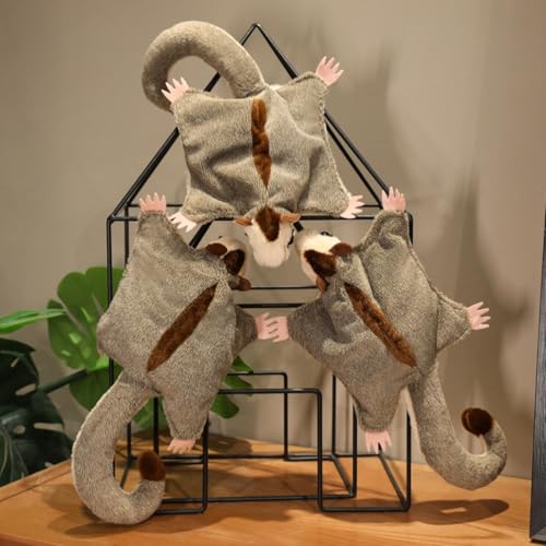 Plush Sugar Glider Stuffed Animal, 13 Inch Flying Squirrel Plush Toy,Gray,Soft Decorative Pillow for Home,Collectors