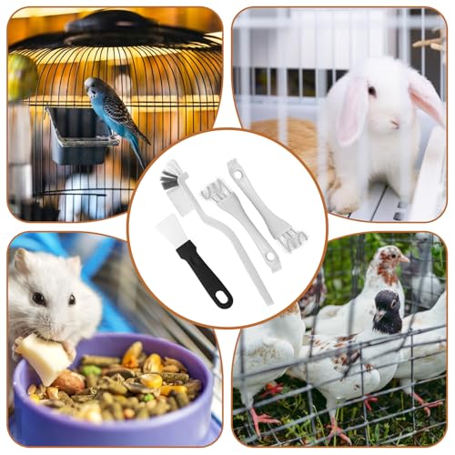 4 PCS Bird Cage Cleaning Brush Set, 3 Styles Cage Cleaner Brushes Set with Shovel, Cleaning Brushes Accessories for Pet Cages, Parrot Cages