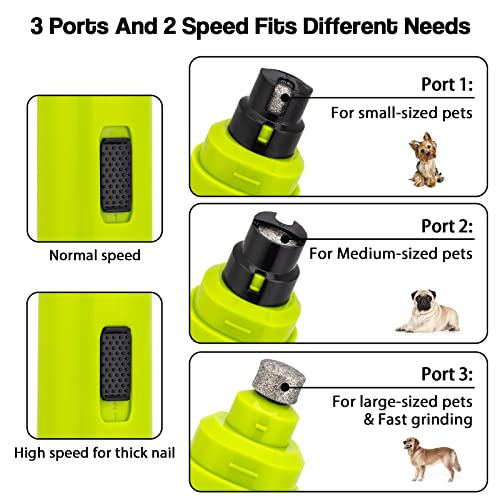 Casfuy Dog Nail Grinder Upgraded - Professional 2-Speed Whisper-Quiet Electric Pet Nail Trimmer Painless Paws Grooming & Smoothing for Small Medium Large Dogs & Cats (Green) - color: Green