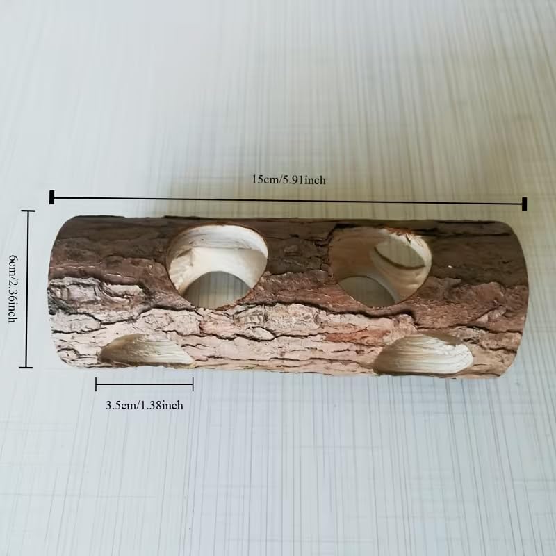 Cozy Cork Log Hideout & Tunnel for Hamsters, Gerbils & Small Pets – Natural Chew Toys, Cage Accessories & Hides,5.91 * 2.36''