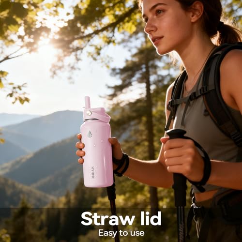 32oz Insulated Stainless Steel Water Bottle with Straw Lid Lager Capacity - color: Pink