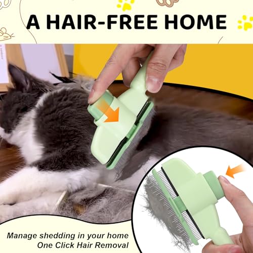 One-click Self Cleaning Cat Comb for Long/Short Haired Cats Dogs | Cat Brush for Shedding,Pet Deshedding Brush,Reduces Shedding,Keeps Coat Healthy,Pet Hair Remover Grooming Supplies