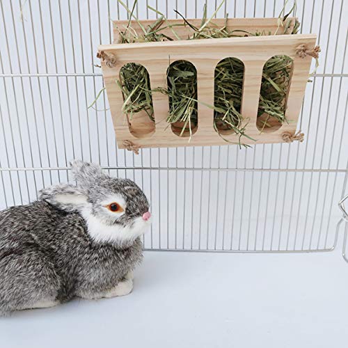 Rabbit Wooden Hay Rack Multi-Functional Manger Grass Holder for Small Pets Bunny Chinchilla Guinea Pigs (Hay Rack-C) - color: Hay Rack-C
