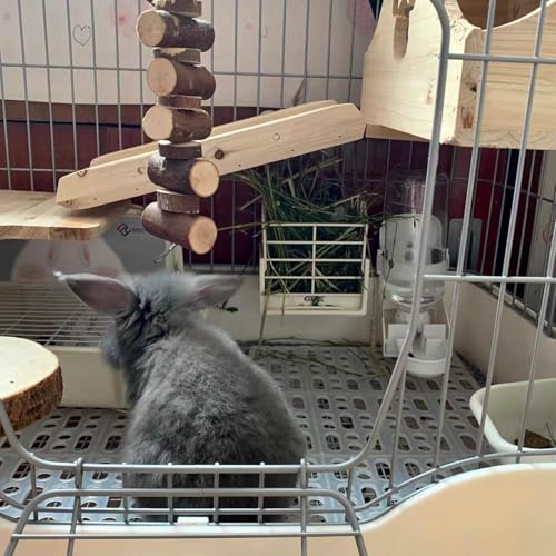 Hamiledyi 4 Piece Rabbit Feet Pad 13.4×9.8x0.4'' Hole Leak Water Design for Plastic Bunny Feet Pad Playpen Feet Mats Plastic Rabbit Cage Mat for Guinea Pig Hamster Chinchilla Ferret - color: 2 white+2 blue
