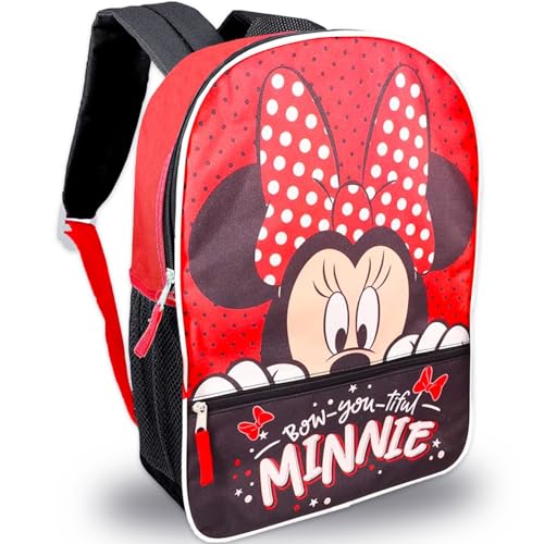 Disney Minnie Mouse Backpack and Lunch Box Set for Girls Bundle, More | Insulated Lunch Bag & 15in Large Durable Minnie Bookbag Plus Water Bottle, Stickers, More - Minnie Mouse School Supplies