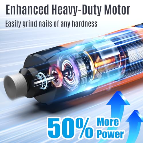 Casfuy New 6-Speed Dog Nail Grinder - 50% More Power Dog Nail Trimmers with 2 LED Lights Quiet 7h Running Time Electric Pet Nail Grinder File Toenail Grinder for Large Medium Small Dogs & Cats (OR) - color: Orange
