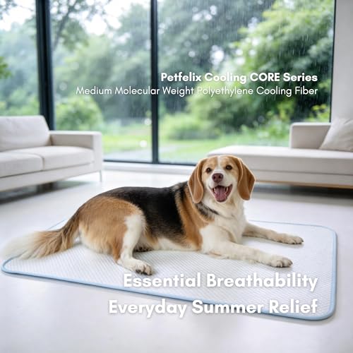 FrostEase Dog Cooling Mat, Cooling Dog Bed and Cooling Pad for Dog and Cat with Qmax 0.4 Yarn, Breathable 3D Airflow Layers, Machine Washable Non Slip Base for Pets, Blue, M, 28"*20" - size: M-28"*20"