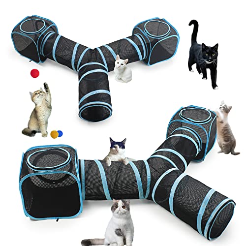 INTURN Cat Furniture Tent for Indoor and Outdoor Playpen Portable Cat Tunnels, Outdoor Kennel (2 Cube + 3-Way Tunnel) - color: 2 Cube + 3-Way Tunnel