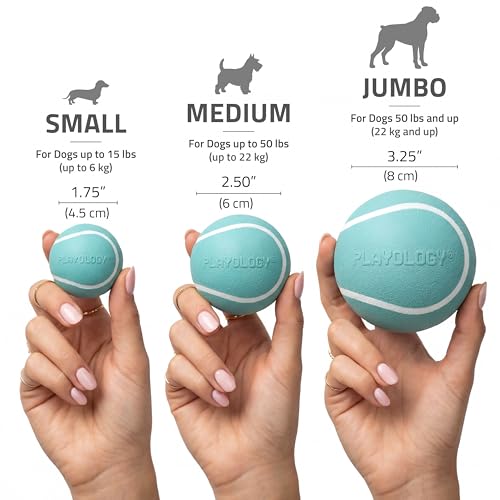 Playology Squeaky Chew Ball Dog Toy - Small, Peanut Butter Scent, 3-Pack | Floating, Bouncy Fetch Toy, All Breeds, Indoor Outdoor Use, Non Toxic, Dishwasher Safe