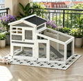 54" 2-Tier Wooden Rabbit Hutch with Run, Small Animal Cage with Removable Tray, Ramp, 6 Access Doors & Asphalt Roof, Weather-Resistant Bunny House for Rabbits, Guinea Pigs, Chinchillas, Gray & White - color: Gray