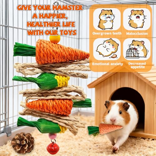 Rabbit Toys Bunny chew/Guinea Pig Toys Natural Timothy Hay Sticks Apple Wood Sticks Handmade for Guinea Pig Hamster Rat Chinchilla (TOY-1-18) - color: TOY-1-18