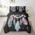 Erosebridal Dream Catcher 7 Piece Bedding Set Twin Bohemian Mandala Comforter Set with Sheets Feathers Exotic Indian Style Bed in A Bag Kids Boys Girls Teens Bed Sets - color: Black, size: Twin