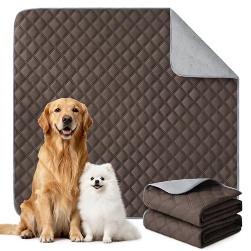 Eterish Reusable Washable Pee Pads for Dogs Large/Extra Large 36'' x 41'' 2 Pack, Absorbent Pet Puppy Dog Training Pads Non-Slip, Waterproof Whelping Potty Pads for Dogs Leak-Proof - color: Dark Brown, size: 2 Pack (36"x41")