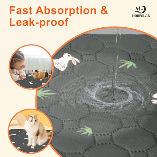 4-Pack Guinea Pig Cage Liner, 18in x 24in Fast Absorption Washable Bedding Pee Pads for Dogs Puppy Rabbit Small Animal Cage Mat, Leakproof & Non-Slip - color: Gray, size: 18" x 24", 4pcs