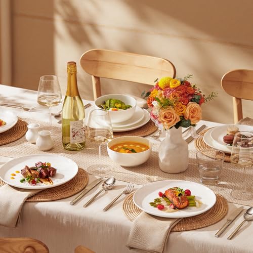 4 Pack Bone China Bowl Set, 28.5 oz Soup and Cereal Bowls, White | Lightweight & Durable Dinner Bowls for Salad Dessert Pasta Cereal Soup Rice Oatmeal, Microwave & Dishwasher Safe - size: 4 Pieces