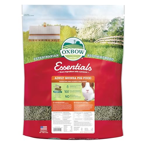 Oxbow Essentials Adult Guinea Pig Food - All Natural Adult Guinea Pig Pellets- No Artificial Ingredients- Veterinarian Recommended- All Natural Vitamins & Minerals- Made in the USA - 25 lb. | Guinea Pig Pellets, Vitamin C For Guinea Pigs, Stabilized, High