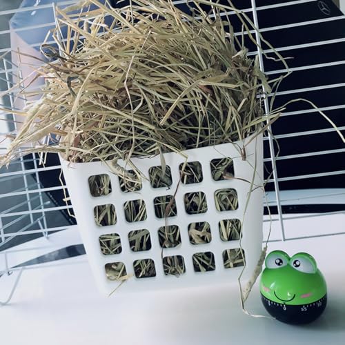 ULTECHNOVO Bunny Hay Feeder Hanging Manger for Rabbits Guinea Pigs and Chinchillas Anti-Waste Cage Mounted Grass Holder Deep Feeding Rack 9.44 X 8.26 X 3.74 in - color: White