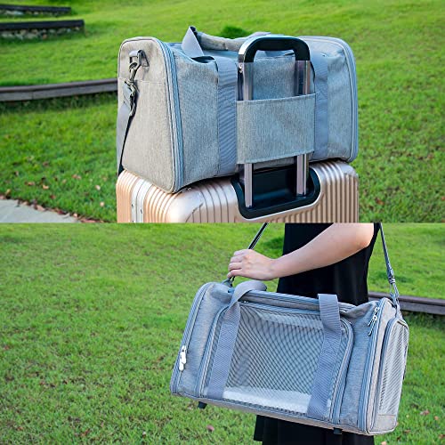 Soft Sided Carrier for Small Medium Cats Dogs,TSA Airline Approved Collapsible Travel Pet Carrier Medium Grey - color: Grey, size: Medium