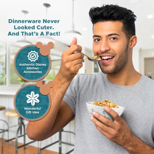 Disney Minnie Mouse Soup Bowls By Zrike Brands - Porcelain Sketchbook Cereal Bowls - Dishwasher & Microwave Safe Cute Serving Bowls - Official Disney Licensee - Dinsey Gift Idea | Set of 4