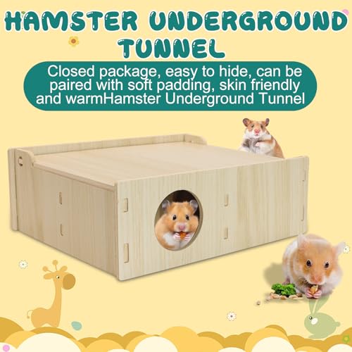 Hamster and Mouse Wooden Tunnel Cage Secret Peep Shed Waterproof | Chamber Hideout & Tunnel Exploring Toys Easy to install