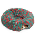 Warm Fluffy Plush Cat Tunnel Bed Under Christmas Tree Big Tube Playground Toys 3 FT Diameter Longer Crinkle Collapsible 3 Way, for Indoor Cat Kitty Kitten Puppy Rabbit Ferret Green-Red - color: Green