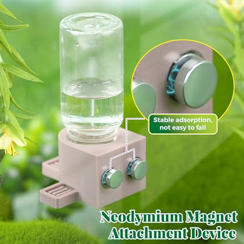 2 Pcs 10ML Jumping Spider Water Dispenser with Magnets, Wooden | Gravity-Fed Automatic Water Supply, Safe Material forTarantulas Enclosure/Habitat, Flexible Magnetic Installation