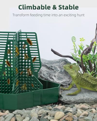 Pawfly Chameleon Feeding Bowl, Climbable Chameleon Feeder, Large Plastic Reptile Feeder Box, Bearded Dragon Food Container, Bug Bowl for Lizards, Geckos, and Frogs - color: Interlocking Feeding Dish, size: Large