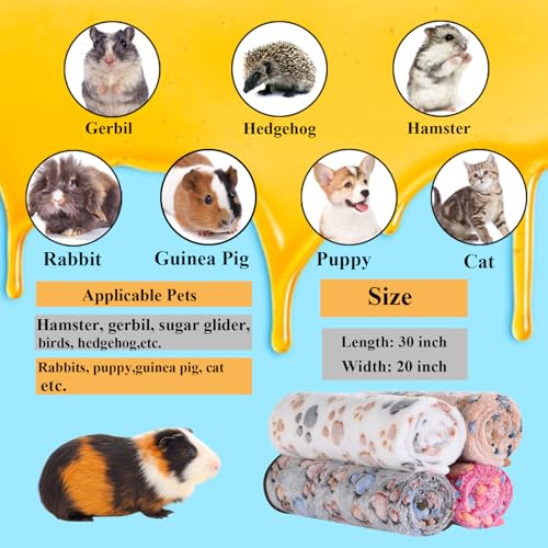Grddaef 4Pcs Inch Guinea Pig Blanket, 30X20 Bunny Washable & Plush Flannel Sleeping Mats Pad Rabbit Bedding Cage Liners for Hamster Guinea Pig Chinchilla Hedgehog Ferret Small Animal - size: L-30 x 20 Inch