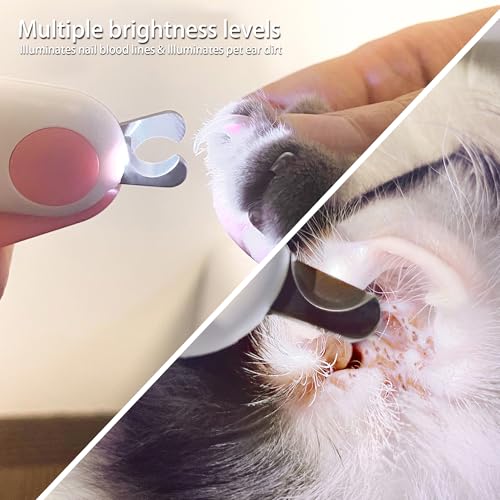 Pet nail clippers with LED Lights cat nail clippers for indoor cats nail trimmer clippers for small dog nail trimmers Cats rabbits nail clippers Bird Kittens (Pink) - color: Pink