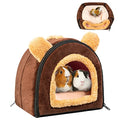 Pet Soft Guinea Pig & Rabbit Cozy Hideout House - Small Animal Bed for Guinea Pigs, Rabbits, Hamsters, Rats & Chinchillas Cave Bed (Coffee)