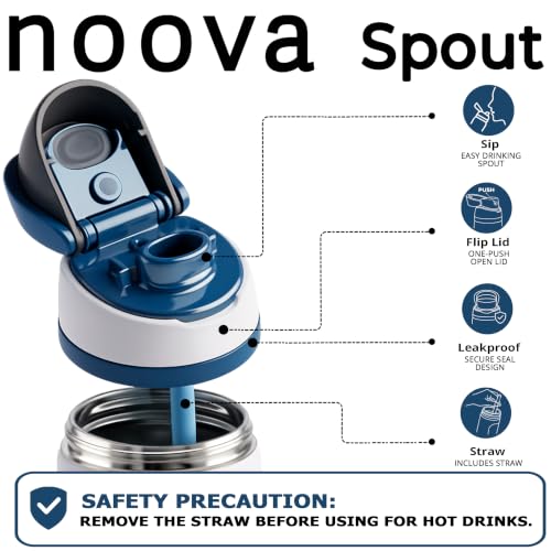 NOOVA Insulated Water Bottle Leak-Proof Insulated Stainless Steel Tumbler with Straw Sports Water Bottle Cold 24h Hot18h Thermos Travel Gift Beach Gym Accessories for Women Men Kids Cup 16oz Sand Teal | Leak-Proof, Stainless Steel, Cold 24h Hot 18h, Therm