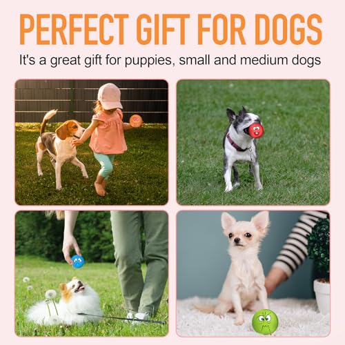 Squeaky Dog Toys Funny Face Chewing Latex Rubber Soft Fetch Play Interactive Dog Squeaky Balls for Puppy Small Medium Pet Dog (12PCS) - color: Smile Face 12PCS