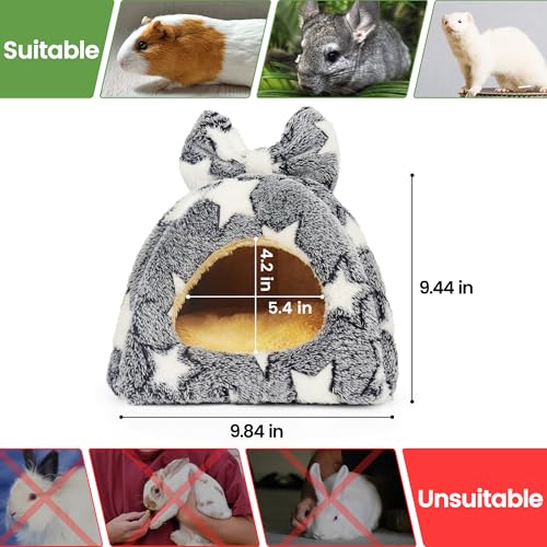 Mygeromon Guinea Pig Bed Rabbit Hideout Cuddle Cup Washable (Star Style) | Winter, Small Animals Sleeping House, for Ferret, Chinchilla, Bunny - color: Star Style